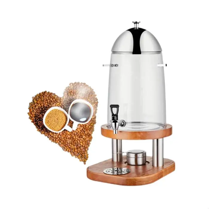 Sunmax Hotel Restaurant Supplies 12L 19L Wooden Base Drink Dispenser Stainless Steel Coffee Juice Dispenser Beverage Dispenser