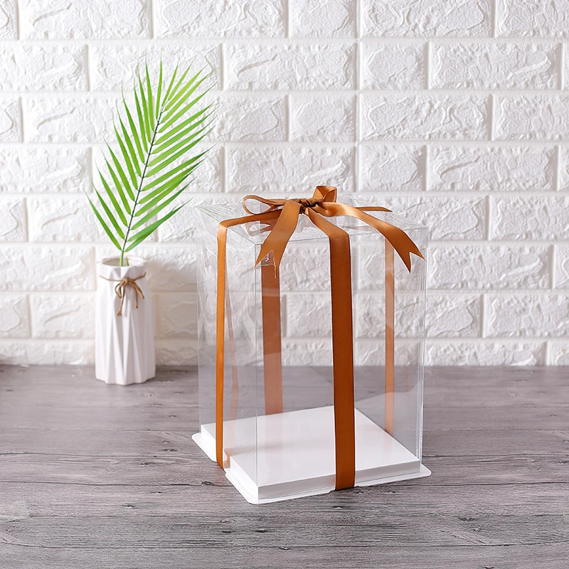 
KCCB 2020 NEW disposable plastic cake box Custom Cake Box with logo Food Grade Clear Decorative festival Birthday Cake Box 