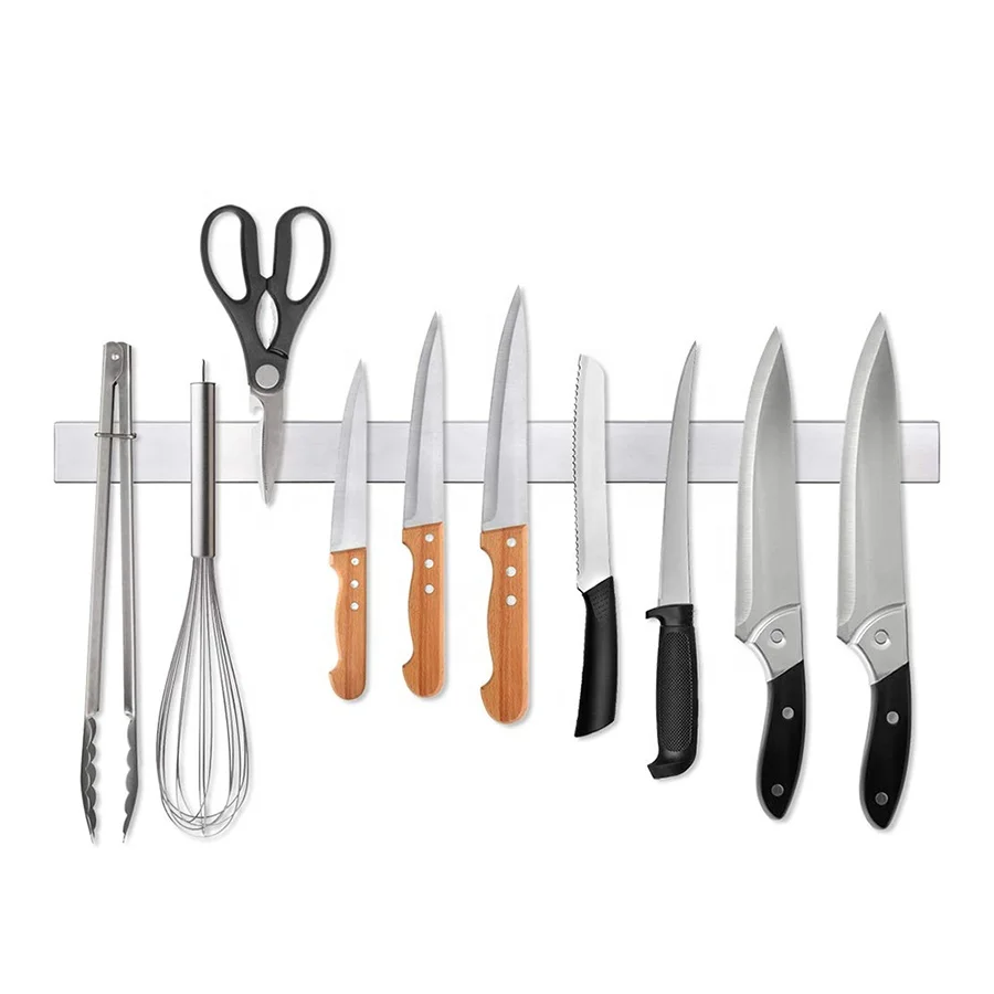 Hot sale kitchen storage magnet wall magnetic knife holder 8'-24 inch stainless steel magnetic knife knife strip rack  holder