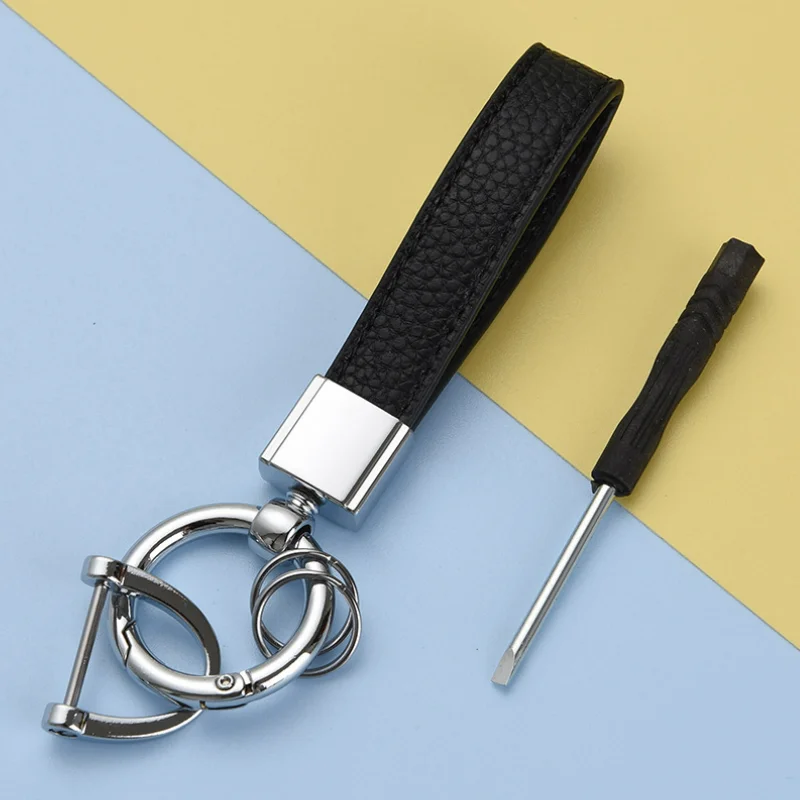 RTS Promotional Car Key Holder Key Rings Key Chain Hand Car Keyring Luxury Leather Keychain for Gift
