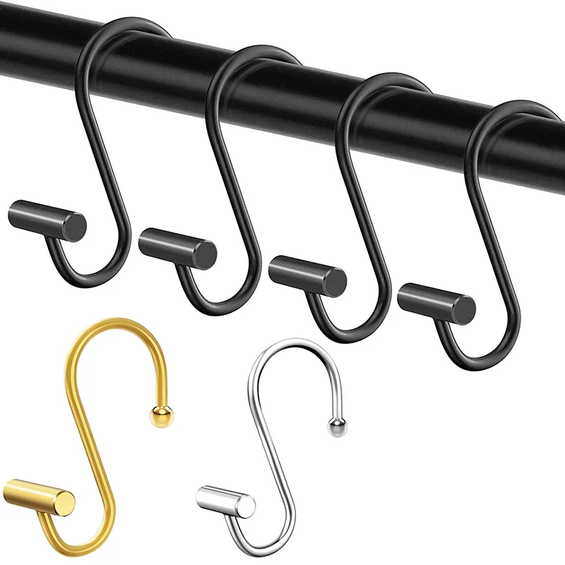 Luxury Waterproof Metal Clothes Rack Hook Bathroom Curtain Assemble Accessories Gold Shower Curtain Hook