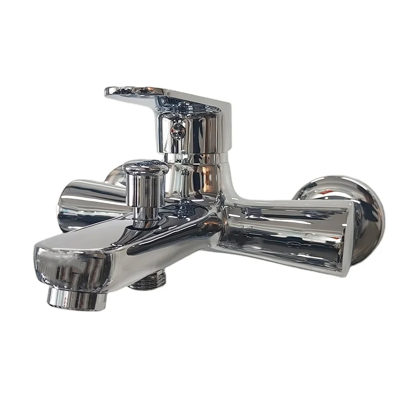 Minwei Wall-Mounted Hot and Cold Faucet Set - Premium Brass Bathroom Shower Combo with Chrome Finish Mixer Taps.