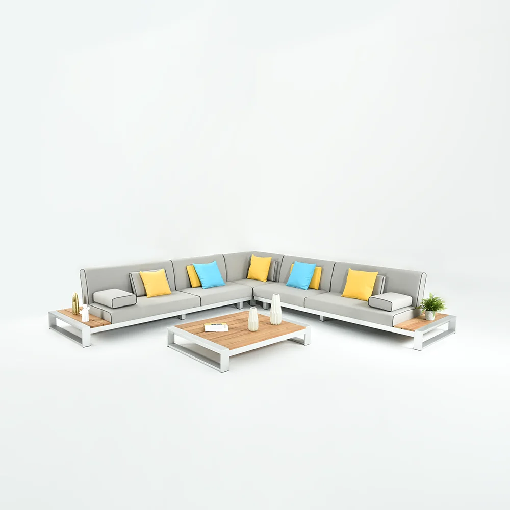 Factory Supply Brushed Aluminum Olefin Fabric Furniture Garden Patio Sofa Set For Outdoor