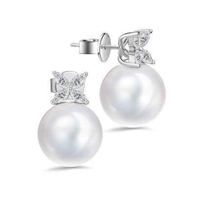 Fashion Pearl Stud Earrings 925 Sterling Silver High Quality Pearl Earrings with Marquisel Earrings Design For Women
