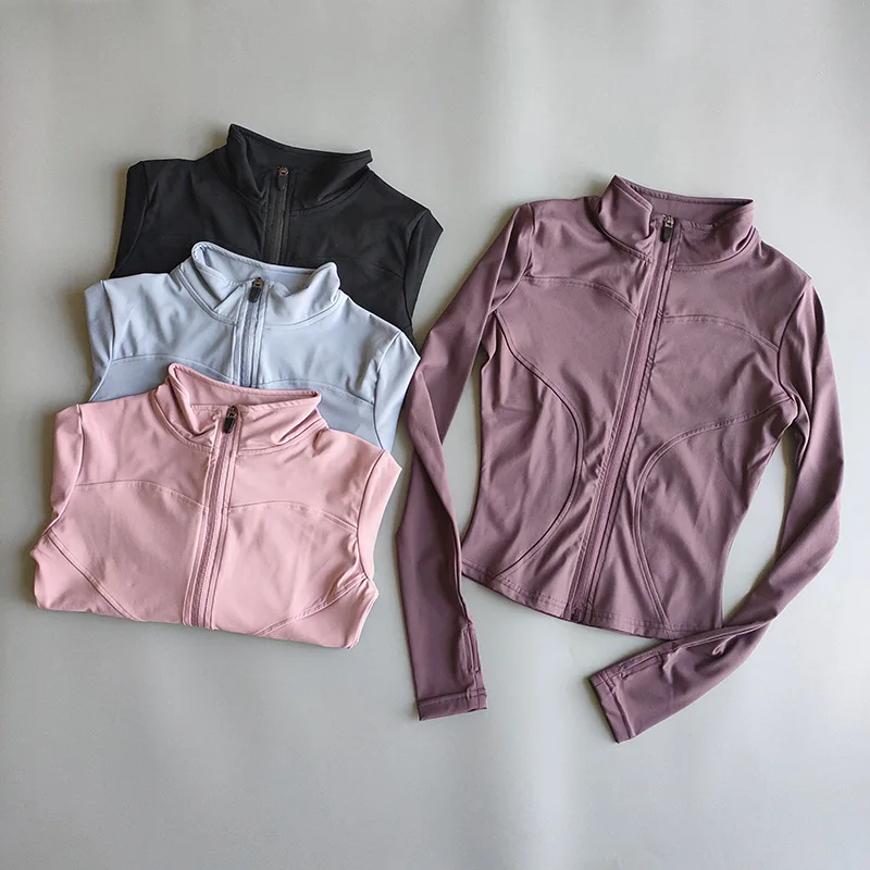 Sport Jacket Women Long Sleeve Zip Fitness Yoga Shirt Top Workout Gym Activewear Sport Running Coats Training Clothing
