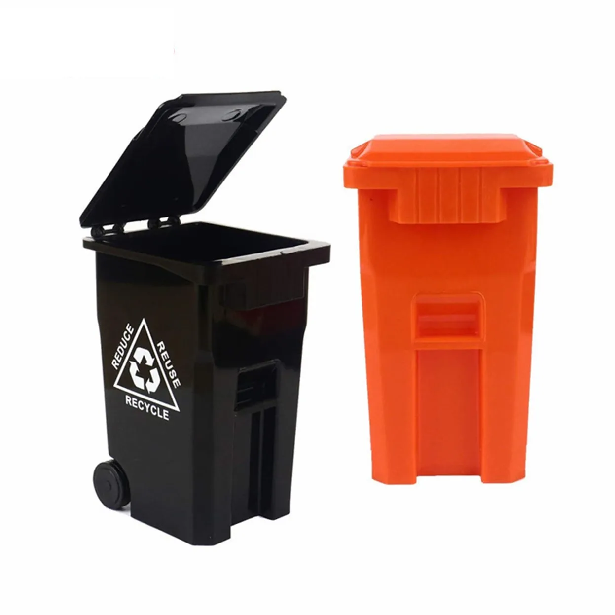 Custom Logo Mini Garbage Trash Bin Can Plastic Recycle Bin Pencil Pen Holder with Wheels