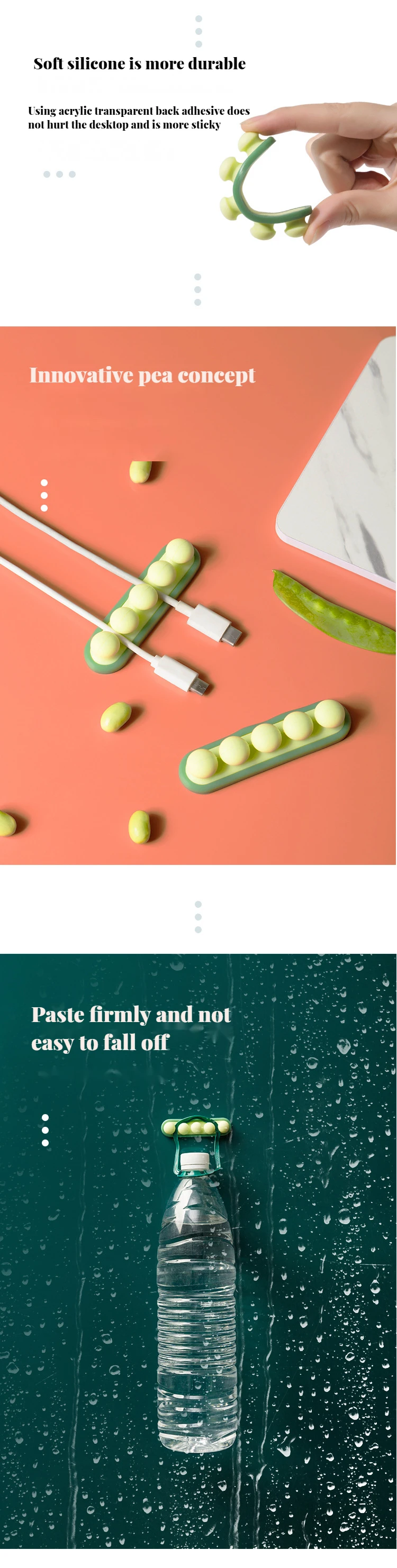 Pea cable fixer USB charging cable organizer desktop paste net harness wire device cartoon hub wire clip