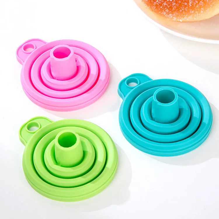 Flexible Silicone Collapsible Funnel  Foldable Kitchen Funnel  for Liquid Powder Transfer