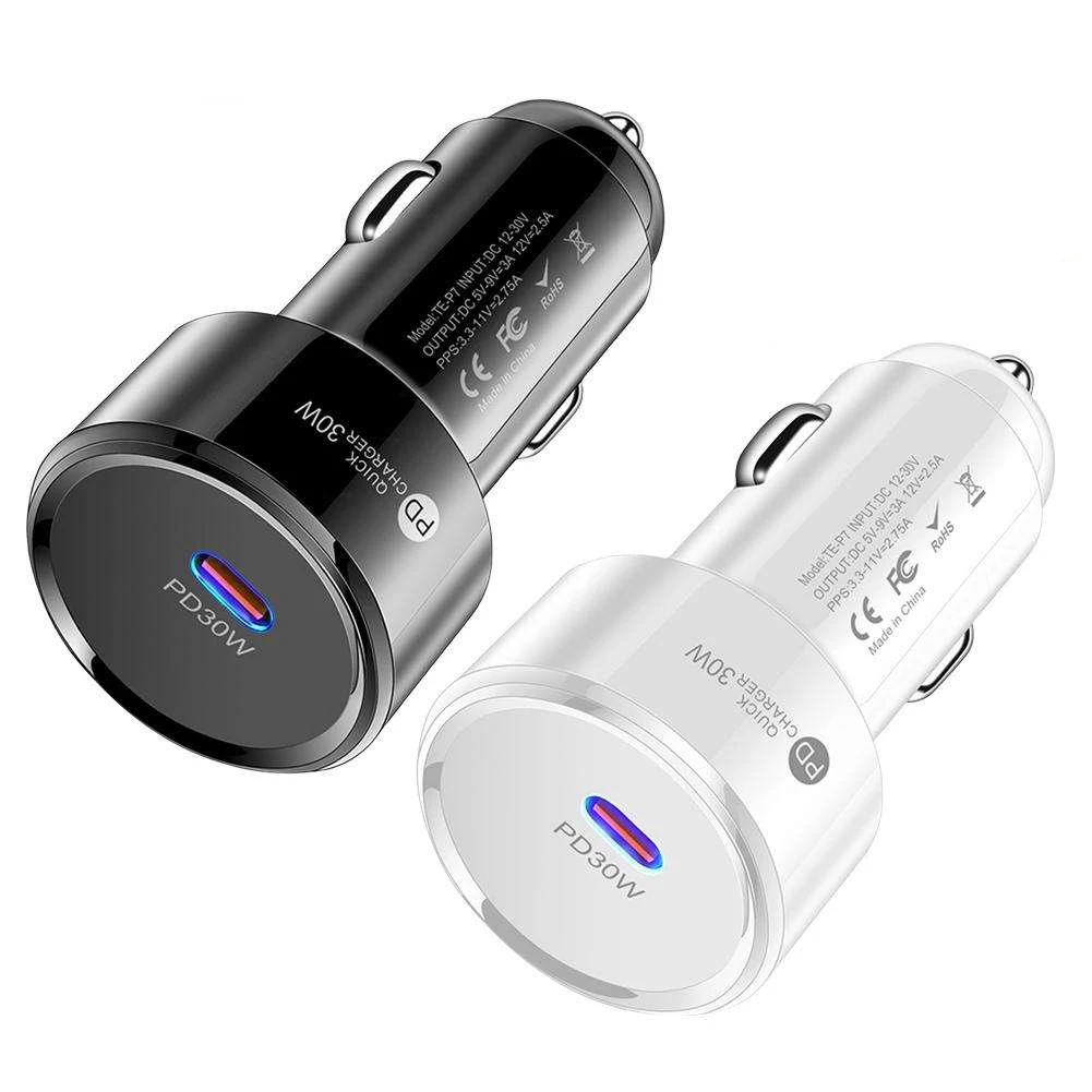 EONLINE 2D PD30W USB Charger Socket USB Type C Car Power Adapter Multiple Protection Car USB-C Adapter for Samsung Huawei Xiaomi