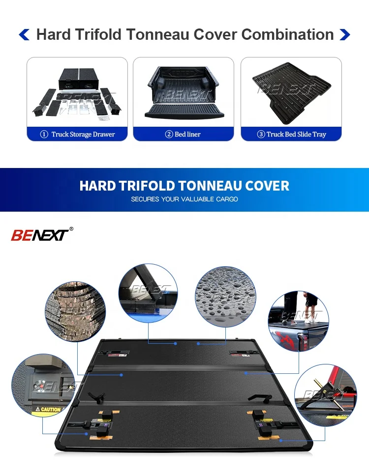Great Wall Poer Aluminum Alloy Pickup Truck Bed Tonneau Cover Manual Roll-up tri Folding cover f150 for ford maverick ranger T9