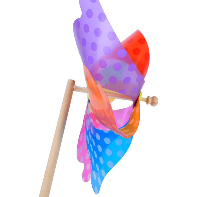 Ultra Low Price Rainbow Plastic Windmill Wooden Garden Ornament Pinwheel