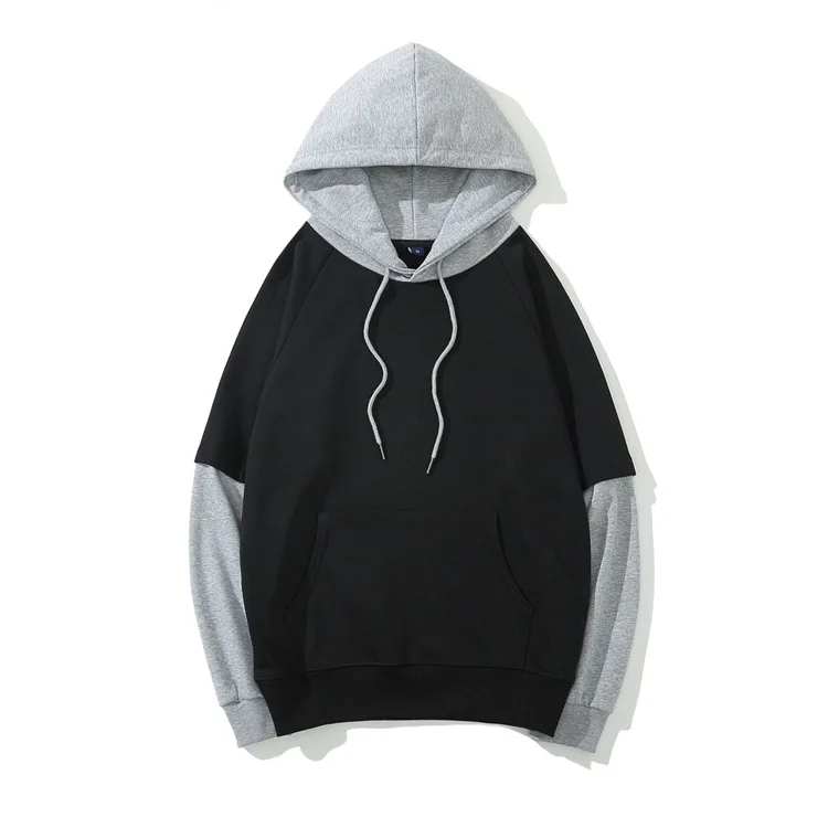 JACKETOWN New Fashion Custom Long Sleeve Block Color Hoodie Pullover Hooded Sweatshirt Men