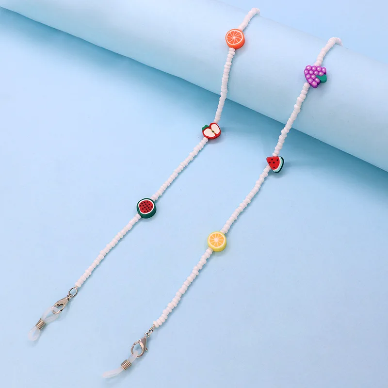 Персонализированные бусины из полимерной глины ручной работы, изысканные розовые бусины из семян, цепочка, маскировка очков, ловушка для детей