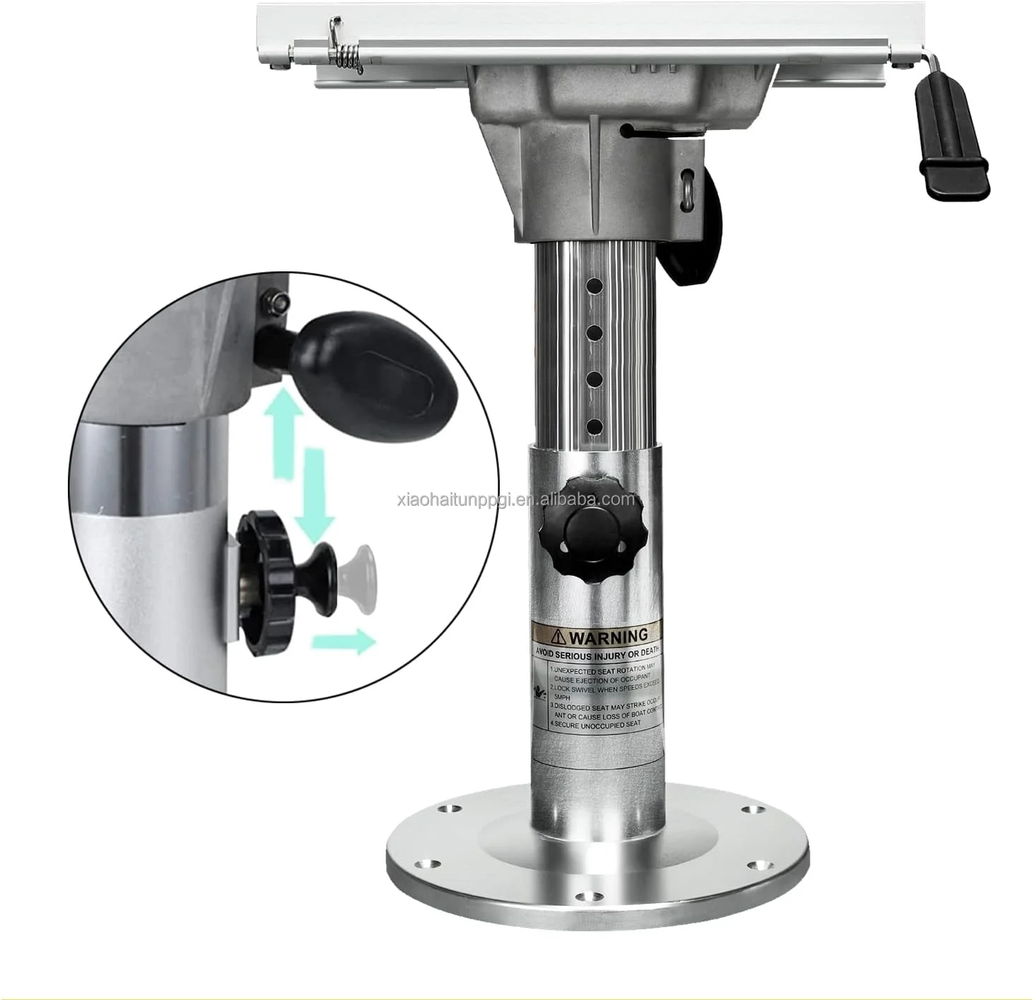 Little Dolphin Aluminum Alloy Boat Seat Pedestal with Slider Pneumatic Adjustable Marine Seat Base