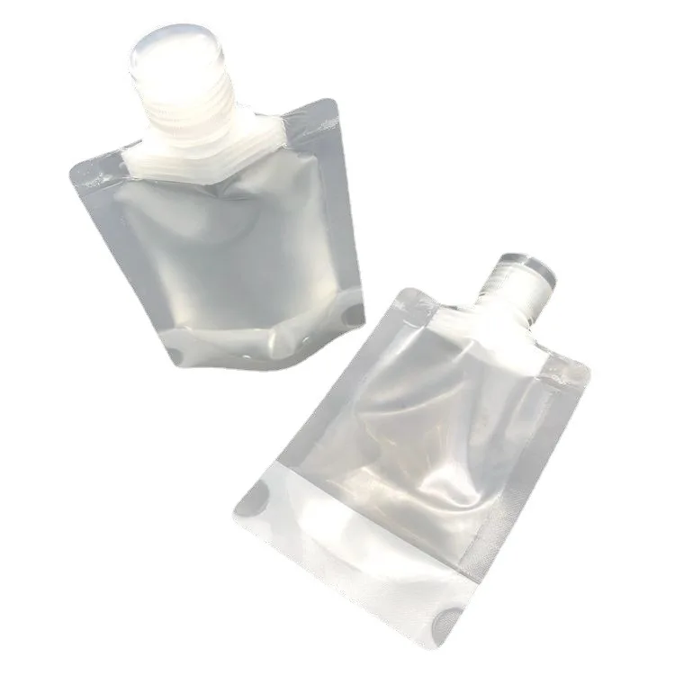 Transparent plastic Portable Lotion liquid shampoo bag Cosmetics travel packaging spout pouch flip top lid