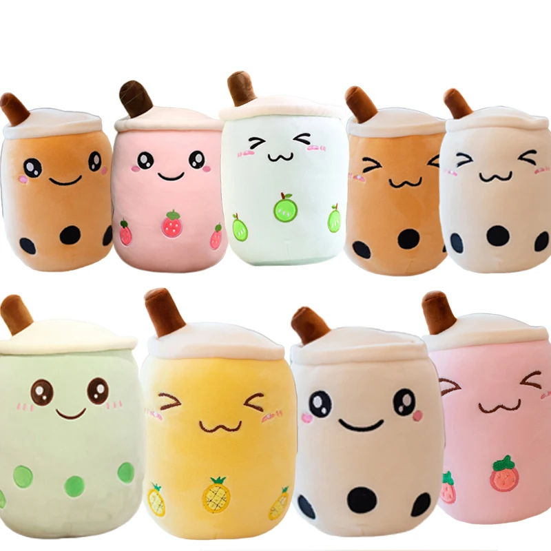 2022 Drop Shipping Bubble Boba Peluches Boba Tea Plushie Toy Milk Tea Pearl Cup Plush Pillow Stuffed Boba Plush
