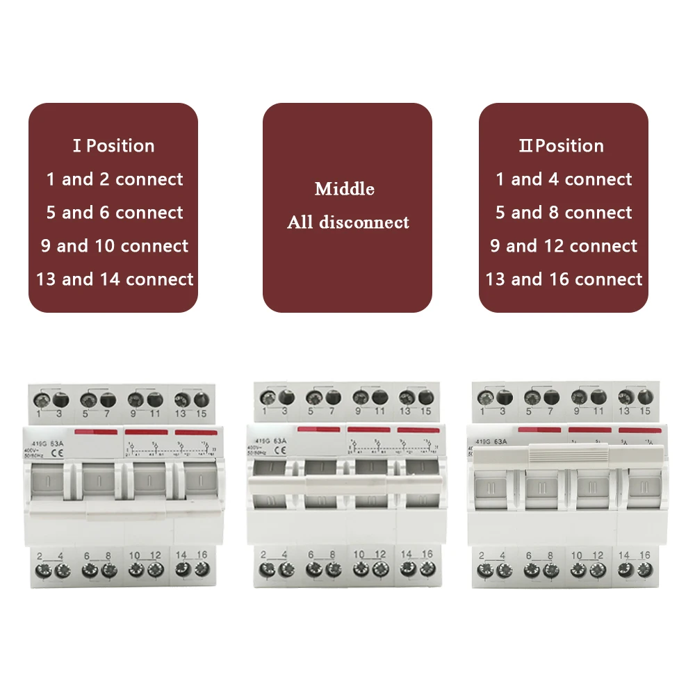 SF419G 40A 63A Manual Transfer Switch Dual Power Din Rail 4p Ac Isolation Switch Manual Modular Changeover Switch Mts