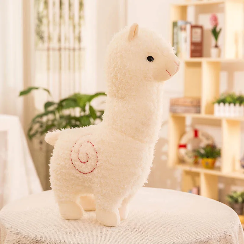 Realistic Plushies Farm Animal Soft Toys Lifelike White Red Pink Purple Brown Plush Alpaca Stuffed Animals