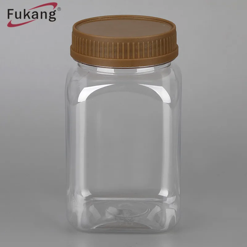350ml  Square Clear Plastic Food Bottles, Plastic jar with lid