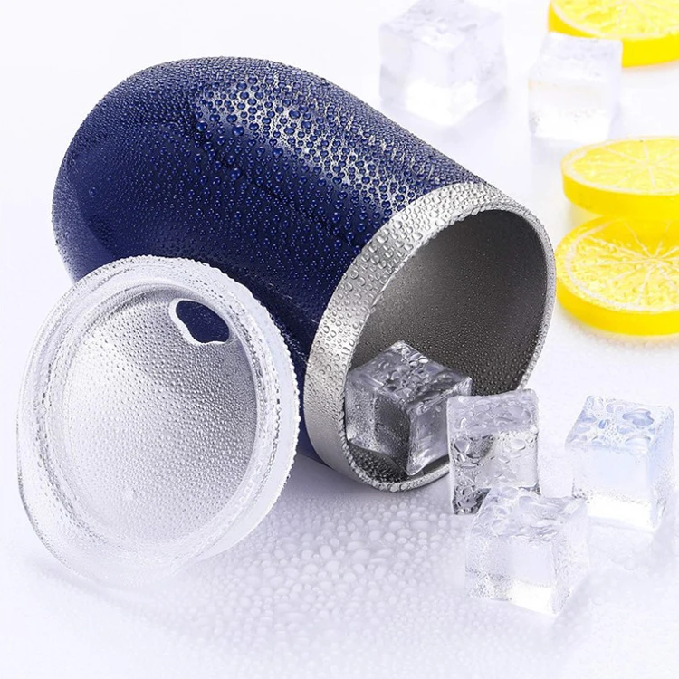 12 oz wholesale  custom double wall stemless stainless steal vacuum insulated egg shape glass wine tumbler with straw