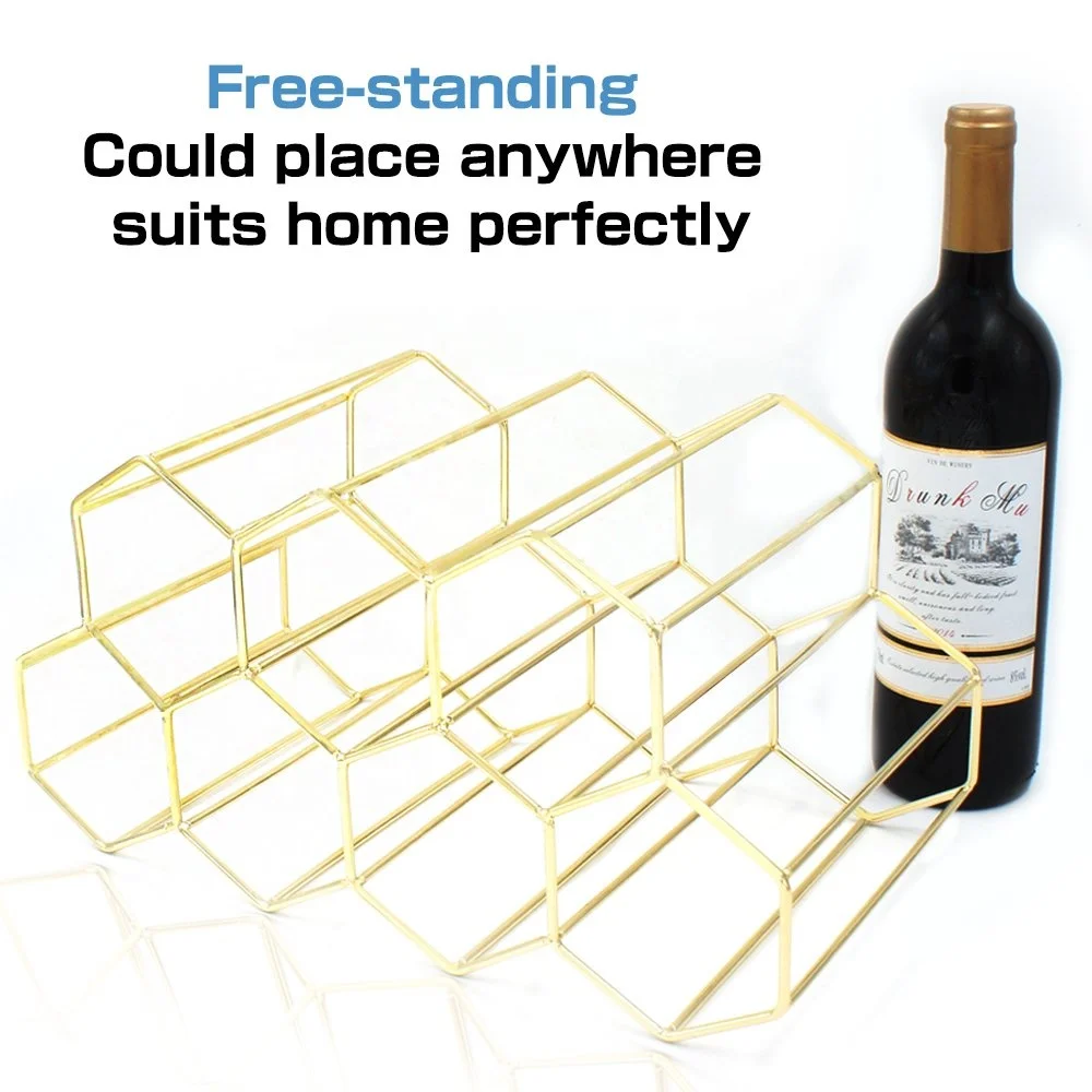 
9 Bottles Metal Wine Rack Countertop Free-stand Wine Storage Holder Buckets, Coolers & Holders Brown/white/custom Color Box 