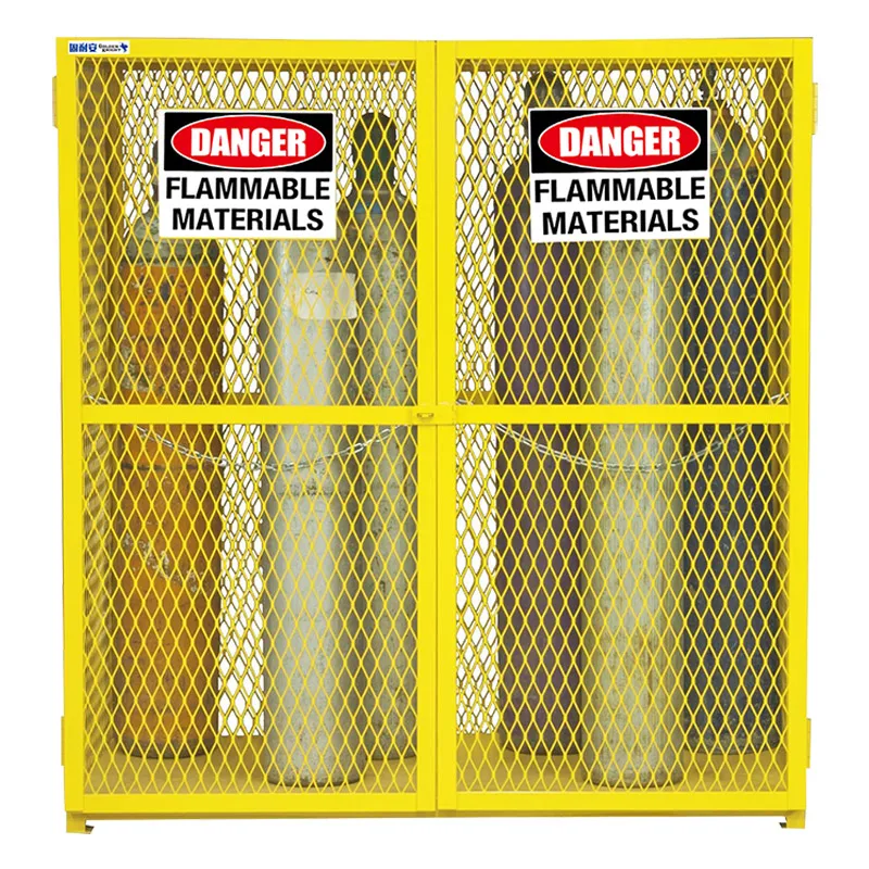 
Yellow stainless steel Gas Cylinder Cabinet for 9 Cylinder, Metal Gas Storage Cabinet for industrial lab usage 