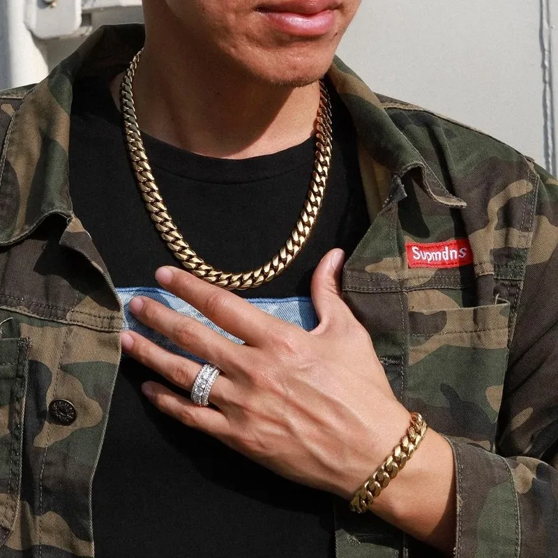 Factory Stainless Titanium Steel Gold Plated Punk Curb Link Vintage Chain  Cuban Necklace for Women Men