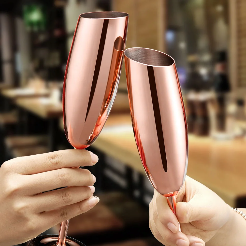 304 Stainless Steel Goblet Creative High-Footed Cocktail Red Wine Family Gathering champagne Glasses Outdoor Dining Flute