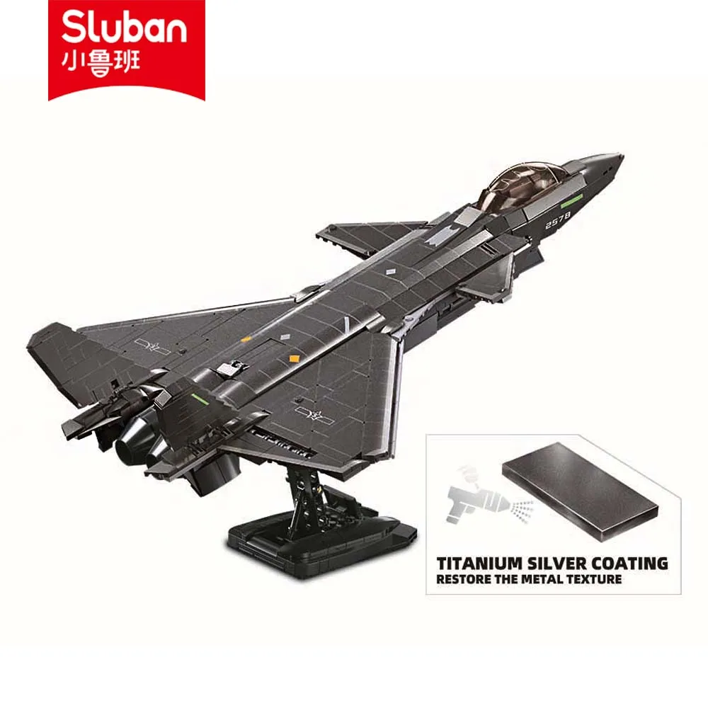 Sluban Building Block Toys Military 1/44 J20 Stealth Fighter 1007PCS Bricks B1187 Compatible With Leading Brand Construction Kit
