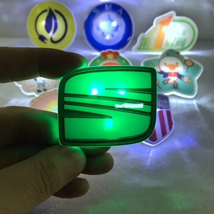 Environmental Epoxy Domed Led Flashing Custom Shape Acrylic ID Lapel Name Badge With Safety Magnet Pin For Hotel