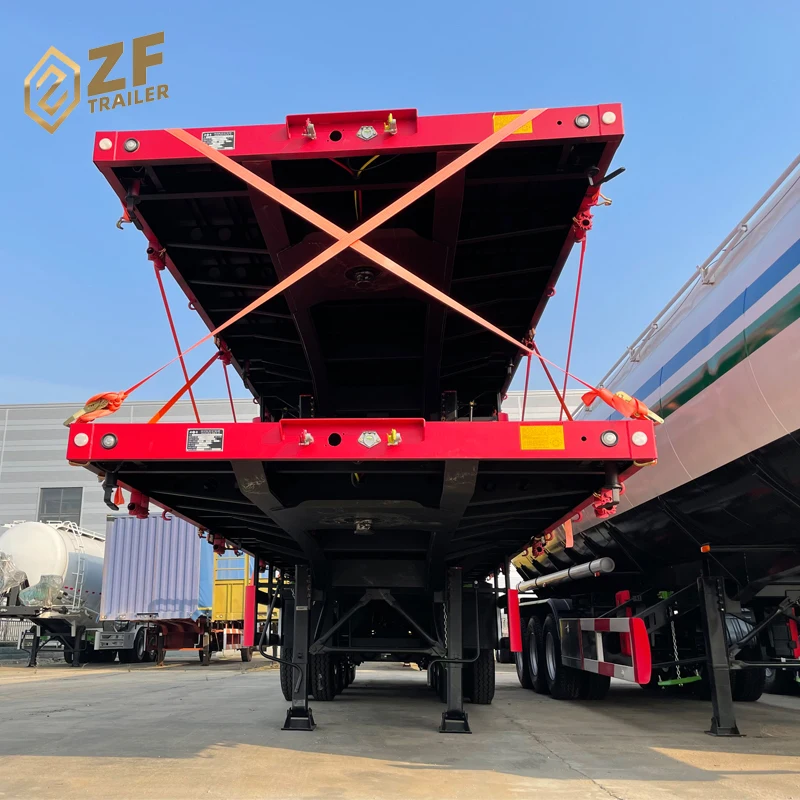 3 axle 40ft 50 ton flatbed trailer cheap flatbed container transport semi trailers for sale