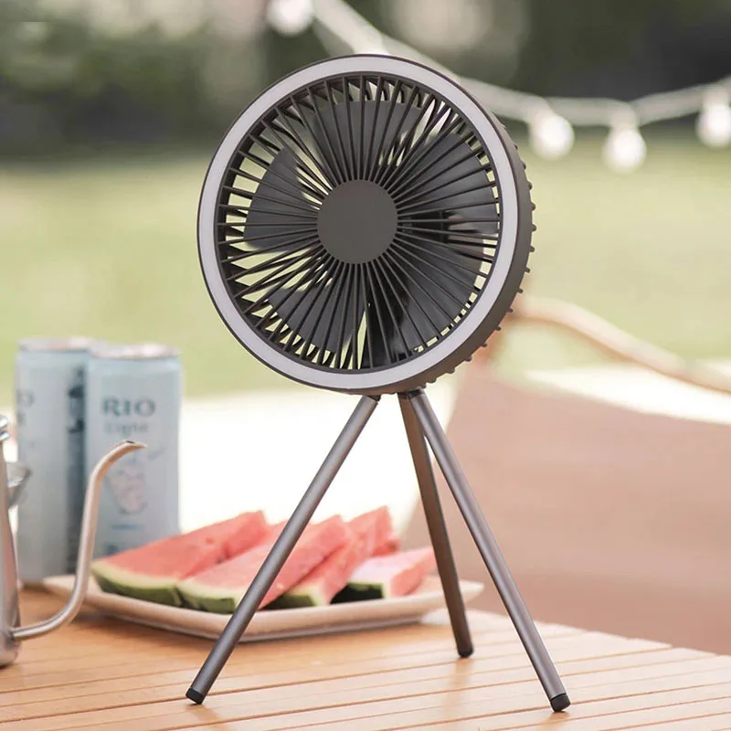 10000mAh 4000mAh Camping Fan Rechargeable Desktop Portable Circulator Wireless Ceiling Electric Fan with LED Lighting