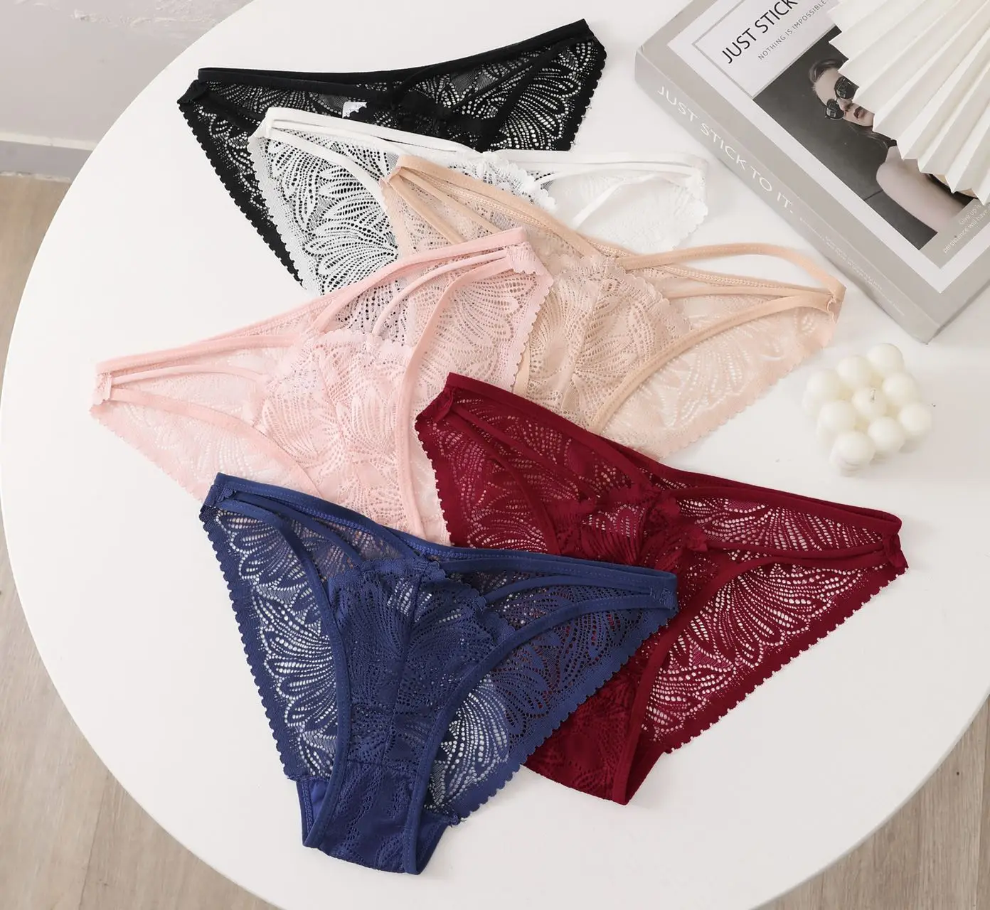 Wholesale French Sexy briefs Seamless Lace Panties soft Stretchy cotton briefs mid waist seamless lace panties for women