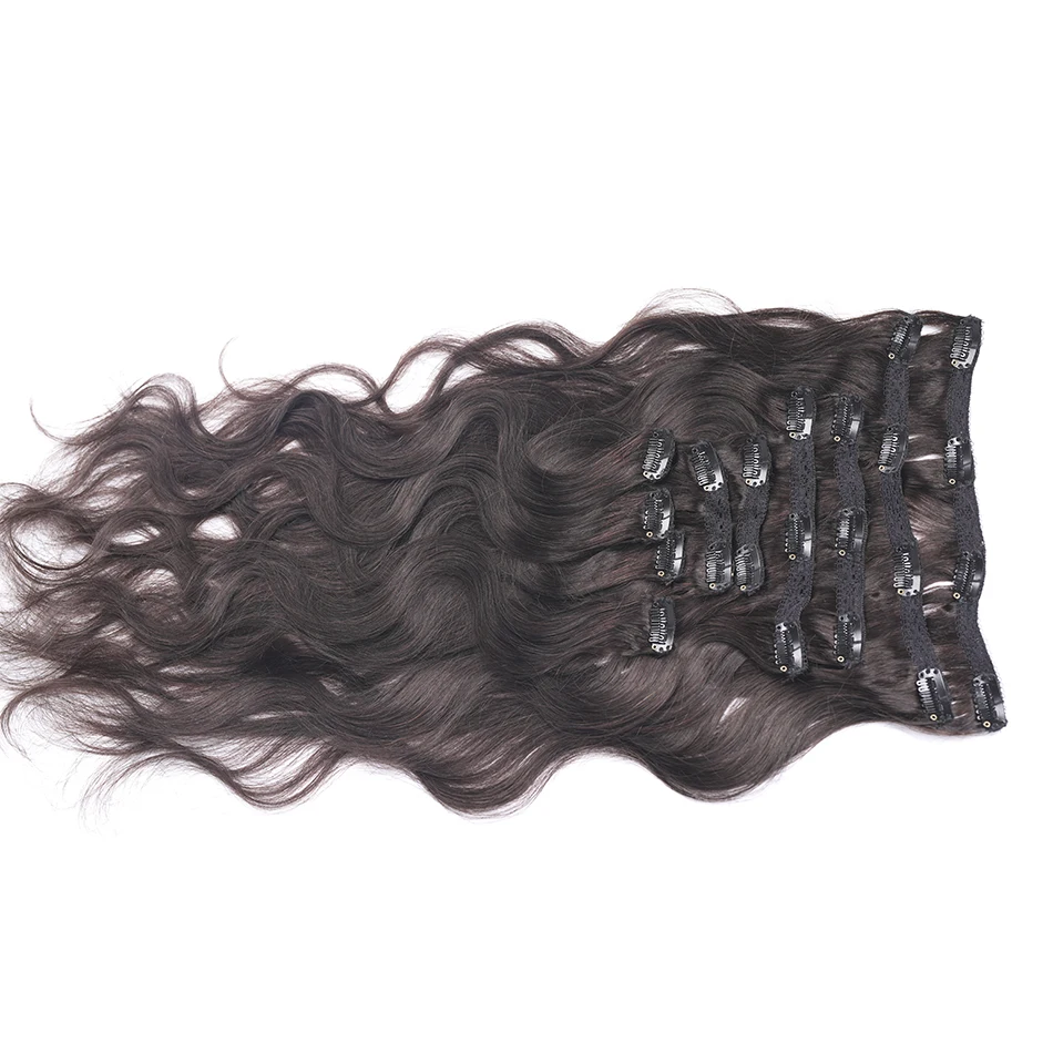 Invisible Seamless Clip ins Body Wave Human Hair Available More Volume Customized Color Clip In Hair Extensions