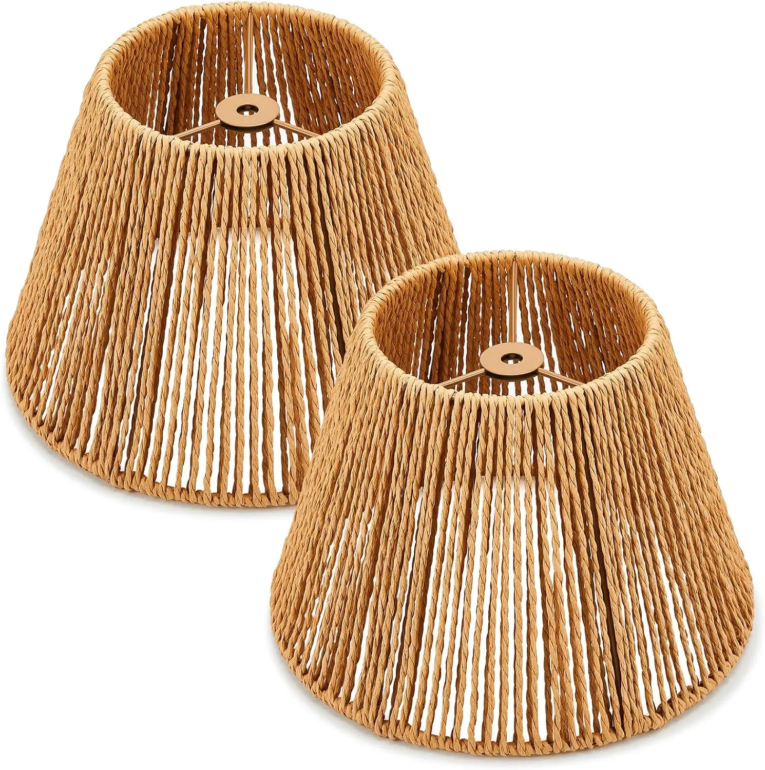 Boho Rattan Lamp Shade Wicker Woven Bell Lamp Shades Rattan Spider Rattan Lampshade Wall Sconces Light Cover for Replacement