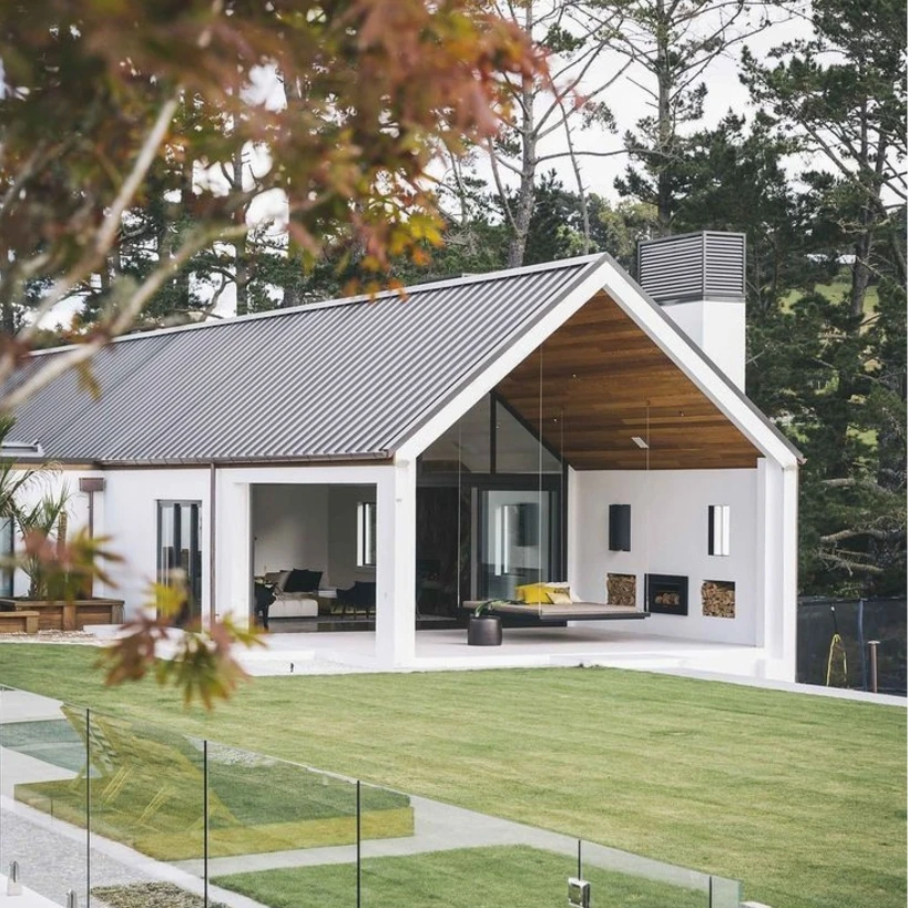 Single Story 2 bedroom Barndominium House Homes with 3 Car Garage and Workshop Prefab Steel buildings 90 SQM
