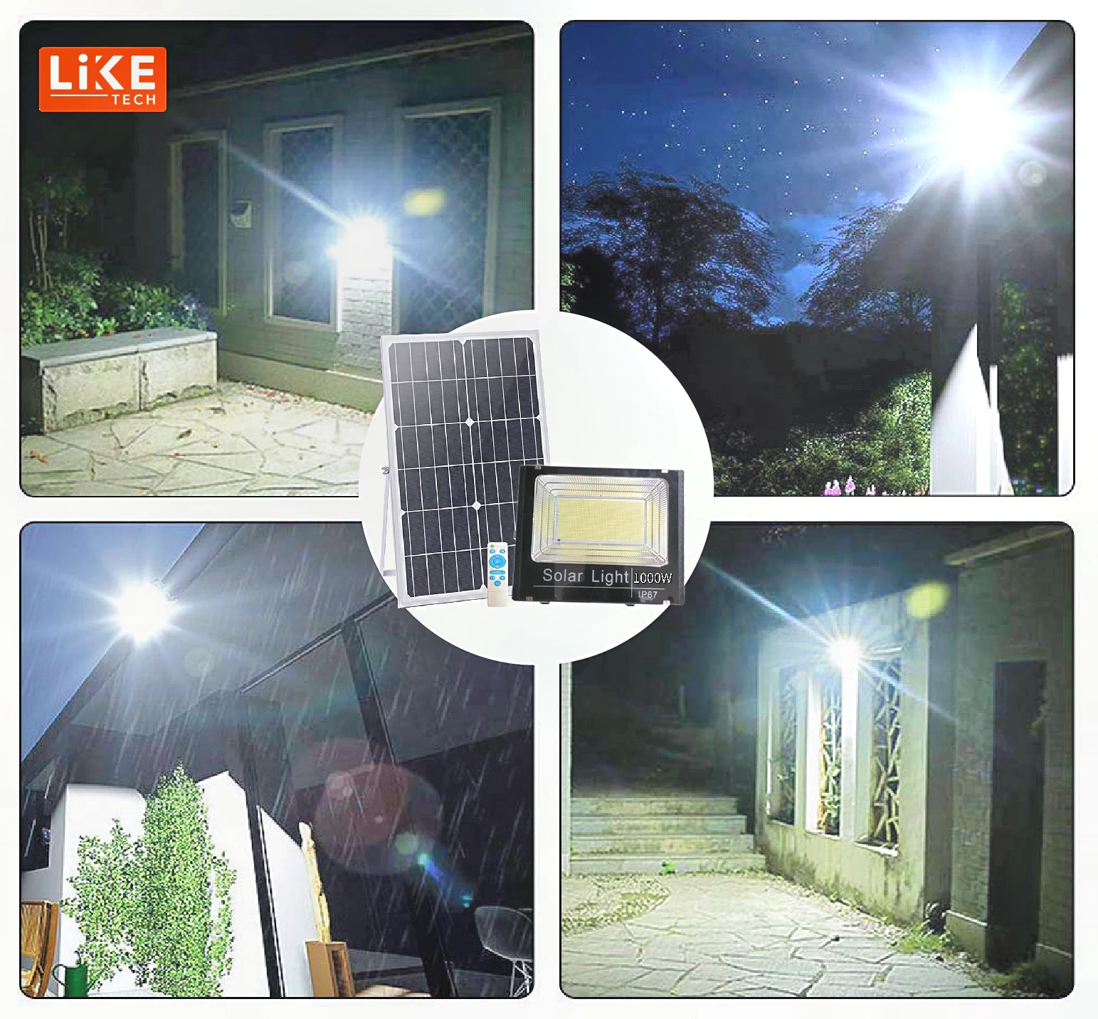 LikeTech 100 Вт 200 Вт 300 Вт 400 Вт 500 Вт 1000 Вт 2000 Вт алюминиевый корпус светодиодный уличный Солнечный Прожектор