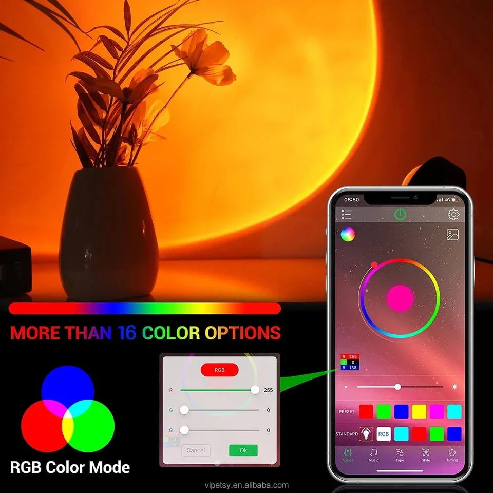 New High Quality Sunset Projection Lamp for Home Decoration Selfie Video Shooting Atmosphere Lamp