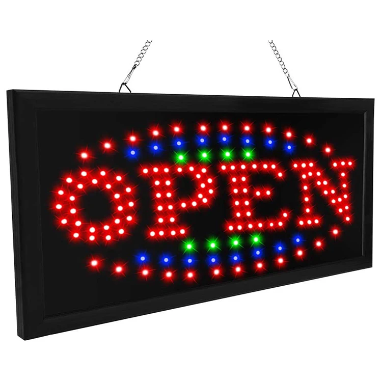 Hot Selling Custom Store Led Advertising Business Signs 19*10 Illuminated Open Sign