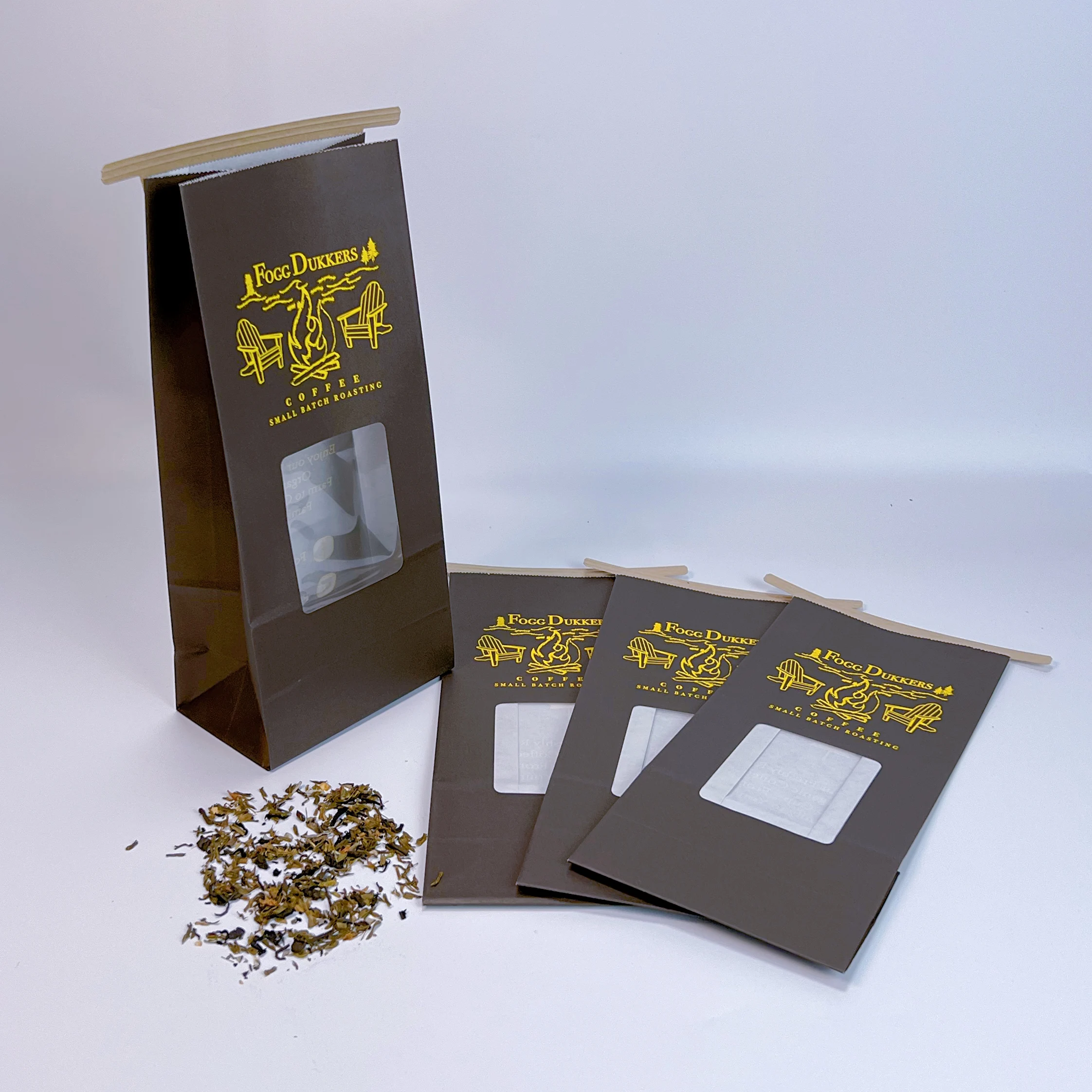 Resealable Tin Tie Top Bags  packaging Coffee Powder Cocoa Bags for Cafe Coffee Beans Bag with Ploy Liner Custom Printed Logo