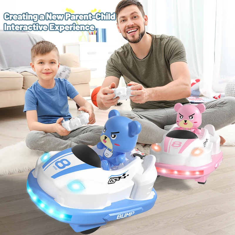 Rc battle bumper car set with music light spray 2 players racing car game family party