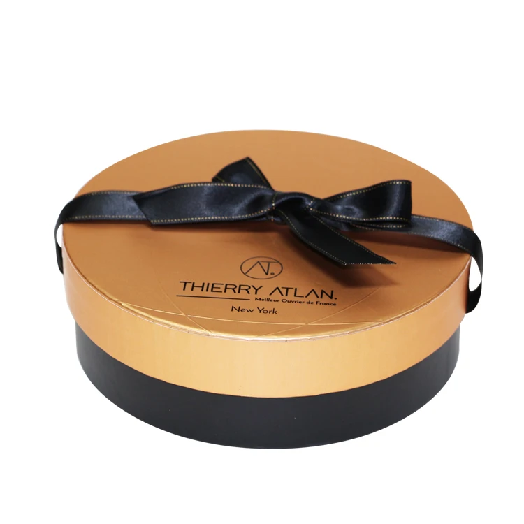 Luxury Round Fancy Paper Boxes For Chocolate With Ribbon Custom Logo Chocolat Schokolade Chocolate Gift Boxes Packaging