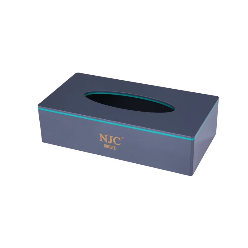 
acrylic rectangle dark blue with trimtowel service tray holder for 5 star hotel guest room 