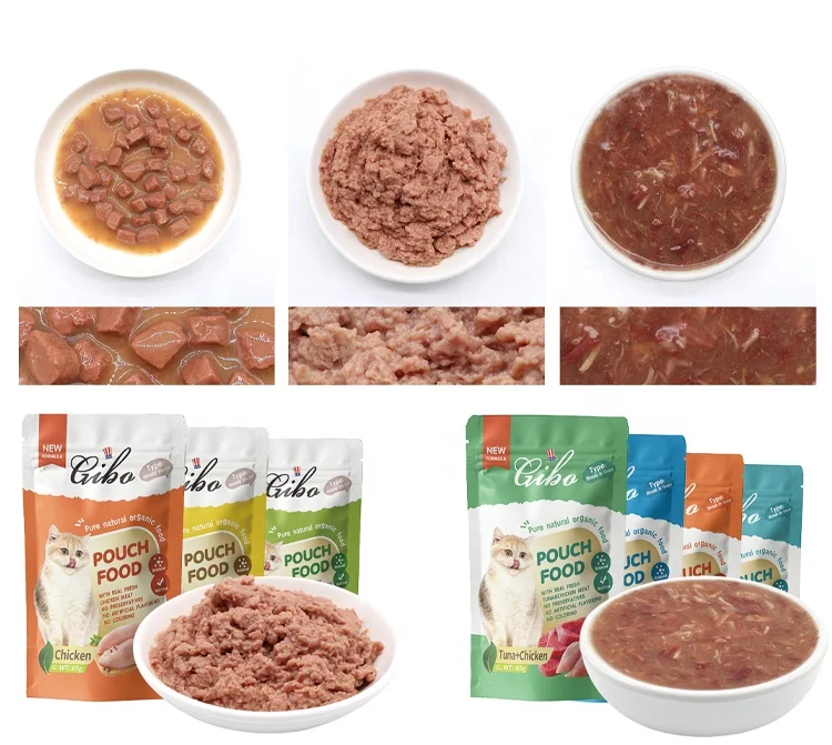 GIBO высокие белковые кошачьи закуски влажный кошачий корм с курицей и соусом из морепродуктов домашние сделано в Китае
