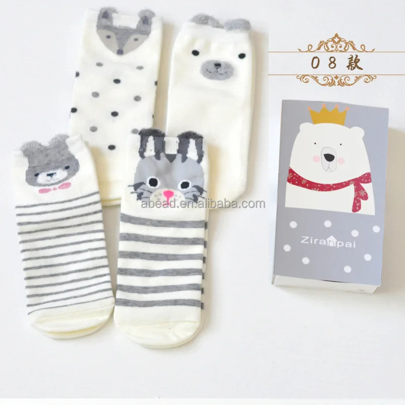 Best Gift box packaging winter baby ssocks set custom,cute 3d animal 4 pairs box set baby socks