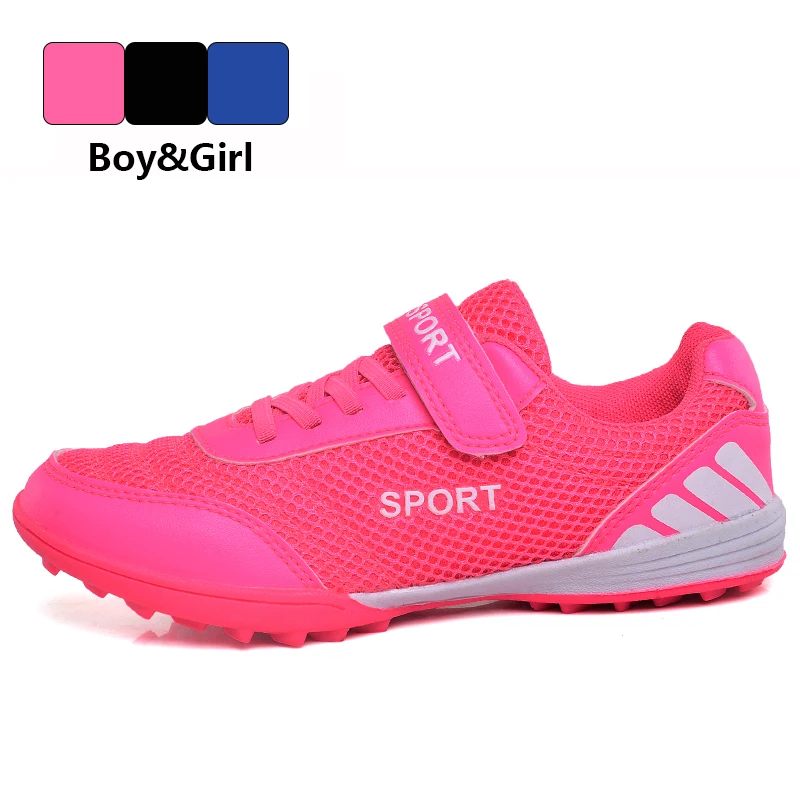 Kids Girls Boys Black Pink TF Studs Football Boots Import China Without Laces Futsal Soccer Shoes