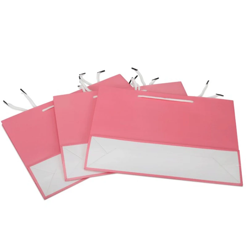 Personalized Printing Kids Diva Jewellery Boutique Necklace Purse Bedding Packaging Custom Logo Small Gift Pink Paper Bags