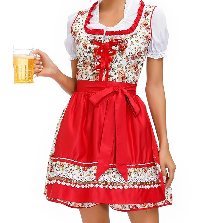Новое поступление 2021, Кружевной Фартук Dirndl, модные костюмы, юбка официантки, Немецкий Октоберфест, баварийское женское платье горничной