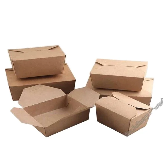 Factory Wholesale Disposable Kraft Paper Box For Food Salad Noodle Take Out Food Packaging Container Fish and Chip Box