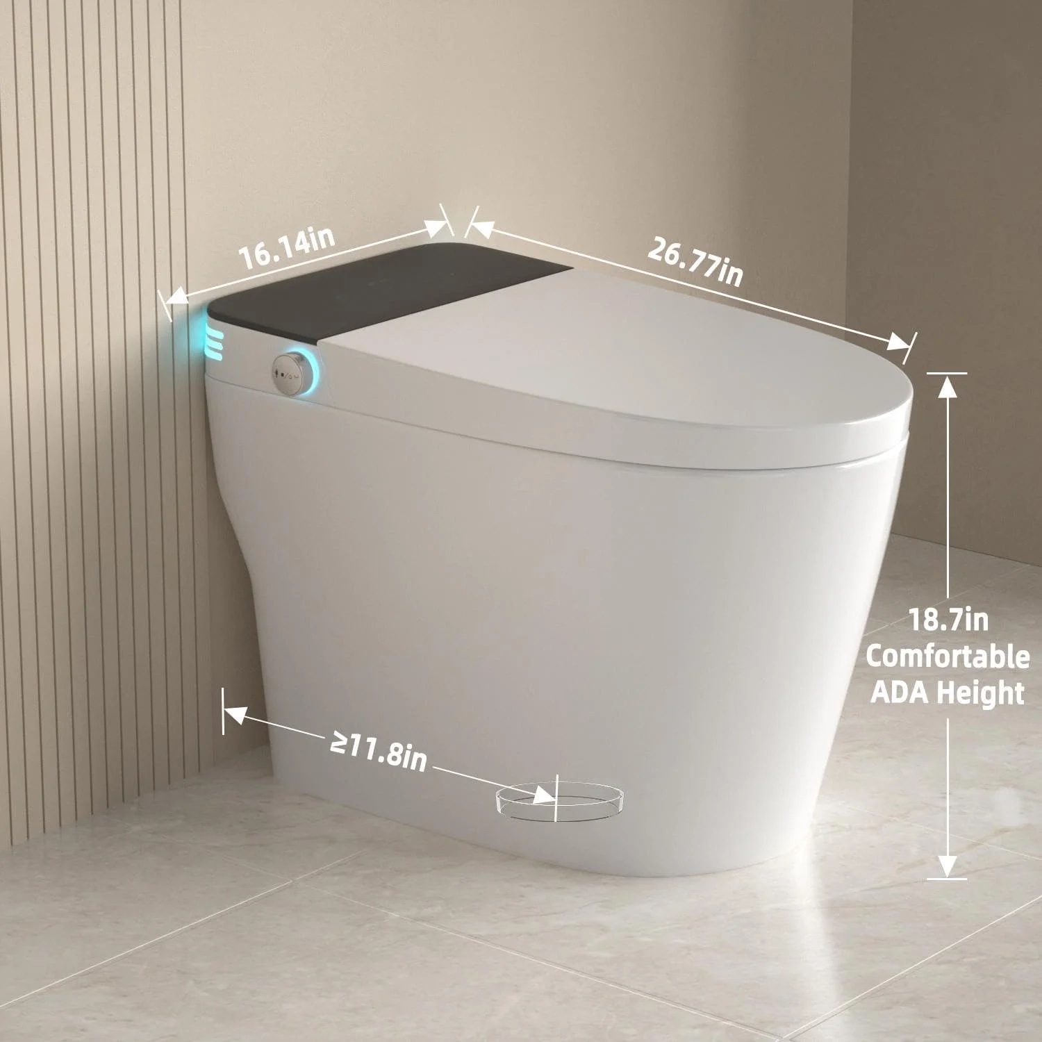 High-End Automatic Electric Ceramic Toilet Smart round Bowl with S-Trap Drainage Remote Control Function Floor Mounted Bathroom